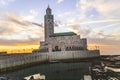 View of Hassan II mosque at sunset - The Hassan II Mosque or Grande MosquÃÂ©e Hassan II is a mosque in Casablanca, Morocco