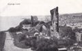 Vintage black and white postcard of Hastings Castle