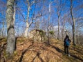 View of haunted little house in the mountain forest in the Marche region Royalty Free Stock Photo