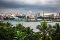 View of Havana from La Fortaleza de San Carlos de la cabana at dusk