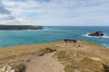 View from headland at Pentire Newquay Cornwall England UK by Crantock Bay