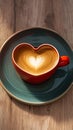 view Heart shaped saucer complements two cups of steaming coffee perfectly Royalty Free Stock Photo