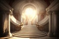 view of heavenly throne on marble staircase, with light shining down from above Royalty Free Stock Photo