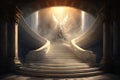 view of heavenly throne on marble staircase, with light shining down from above Royalty Free Stock Photo