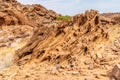 A view of heavily eroded sandstone rock in Twyfelfontein in Namibia