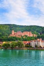 View of Heidelberg castle and Neckar river Royalty Free Stock Photo