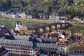 view from the Heidelberg castle of the river Neckar and the The Karl Theodor Bridge or Old Bridge (Heidelberg) Royalty Free Stock Photo