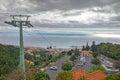 View from a height of the cable car and the city of Funchal, Madeira, Portugal. Royalty Free Stock Photo