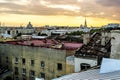 View from height on the city`s rooftops at sunset in St. Peters Royalty Free Stock Photo