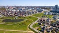 View from the height of the Drozdy district and the Minsk sports complex Minsk Arena in Minsk.Belarus