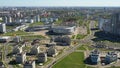 View from the height of the Drozdy district and the Minsk sports complex Minsk Arena in Minsk.Belarus