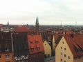 View from the height of the European city. Germany view of the red roofs of buildings of old Europe Royalty Free Stock Photo