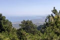 The view from the height Mount Olympus of the town of Litochoro Pieria, Mount Olympus, Greece Royalty Free Stock Photo