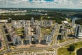 View from the height of the new district in the city of Minsk.Architecture of the city of Minsk.A new area of the lighthouse.