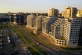 View from the height of the new district in the city of Minsk.Architecture of the city of Minsk.A new area of the lighthouse.