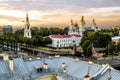 The view from the height of the Nikolsky Cathedral at sunset in Royalty Free Stock Photo