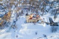 A view from the height of the old Bip Castle, February day aerial survey, Saint Petersburg