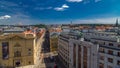 View from the height Powder Tower in Prague timelapse. Historical and cultural monument Royalty Free Stock Photo