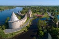 A view from the height of the Staraya Ladoga fortress. Leningrad region, Russia aerial photography Royalty Free Stock Photo