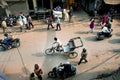 View from the height of the traffic and the people on Indian streets