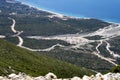 View from the height of the winding path leading to the Adriatic Sea. VLORE, Albania Royalty Free Stock Photo