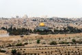 View from the heights of the Old City and the Dome of the Rock Mosque. Royalty Free Stock Photo