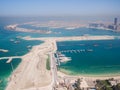 View from the heights on Palm Jumeirah in Dubai. Panorama of the coast of Dubai. Royalty Free Stock Photo