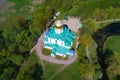 View from the heights to Fedorovsky Cathedral on a sunny May day. Tsarskoye Selo, St. Petersburg