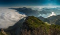 View from Heimgarten and Herzogstand in the Bavarian Alps Royalty Free Stock Photo