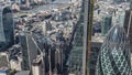 Aerial view of London with camera moving forwards and in reverse