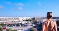 View of Heliopolis at Cap d`Agde Nudist village in the south of France