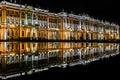 View of Hermitage State Museum on Palace square Dvortsovaya square at late evening.