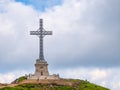 View with the Heroes Cross on Caraiman peak, in Bucegi Mountains Romania Royalty Free Stock Photo