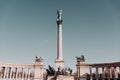 View of Heroes square Hosok Tere in Budapest, Hungary