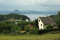 View of Heroysund village in Kvinnherad municipality in Vestland county, Norway