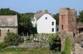 View Lindisfarne village priory and parish church