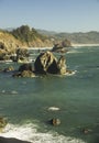 View of an hidden beach and rock formations on the southern Oregon coast Royalty Free Stock Photo