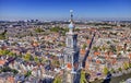 View from high above on the city of Amsterdam Royalty Free Stock Photo