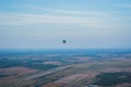 A view from high above - landsacape. little town and the horisont. Balloon flight. basket 1000 meters. having fun, romantic flight