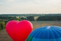 A view from high above - landsacape. little town and the horisont. Balloon flight. basket 1000 meters. having fun, romantic flight