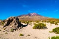 View of the High altitude volcano Tunupa at the edge of the Uyuni Salt Flat Royalty Free Stock Photo