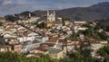 View of historic baroque church Nossa Senhora do Carmo and city Ouro Preto, UNESCO World heritage site, Minas Gerais, Brazil Royalty Free Stock Photo