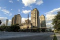 View of high-end residential buildings and city traffic Jardim avenue in Sao Paulo city