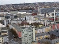 View on high imposing modern buildings in frankfurt am main in germany