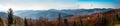 View from high mountain on picturesque landscape autumn Carpathian. Dramatic sky. Ukraine, Europe Royalty Free Stock Photo