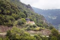 View of high plateau houses, mountains, valleys