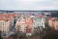 View from a high point. A beautiful view from above on the streets, roads and roofs of houses in Prague. Traditional Royalty Free Stock Photo