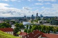 View on high-rise buildings of City on right bank of Neris River Royalty Free Stock Photo