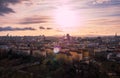 View of the city of Vienna with clouds and sunset Royalty Free Stock Photo