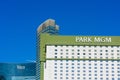 View of high rise luxury hotel towers on the Las Vegas Strip: MGM Park, Vdara, Aria Royalty Free Stock Photo